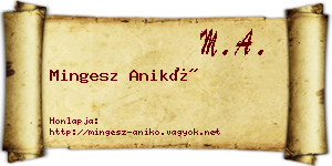 Mingesz Anikó névjegykártya